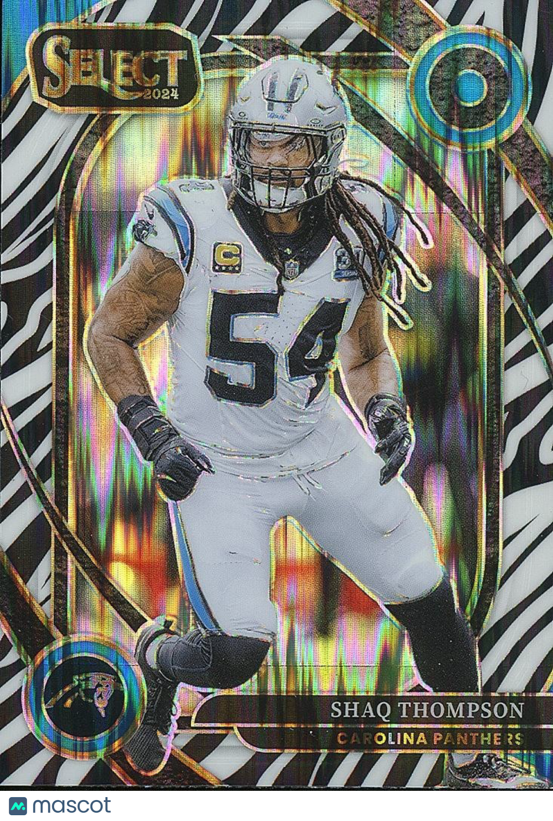 Shaq Thompson 2024 Select Club Level Zebra Prizm SSP SHORTPRINT Panthers