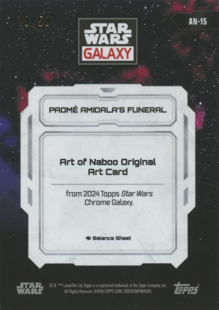 Padme Amidala's Funeral Topps Star Wars Galaxy Mojo Refractor 10/50