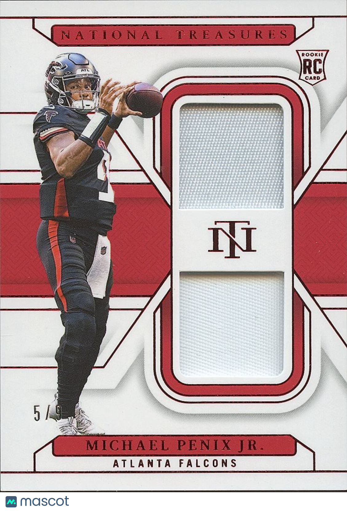Michael Penix Jr. 2024 National Treasures Jersey Patch Rookie RC SSP 5/9 Falcons