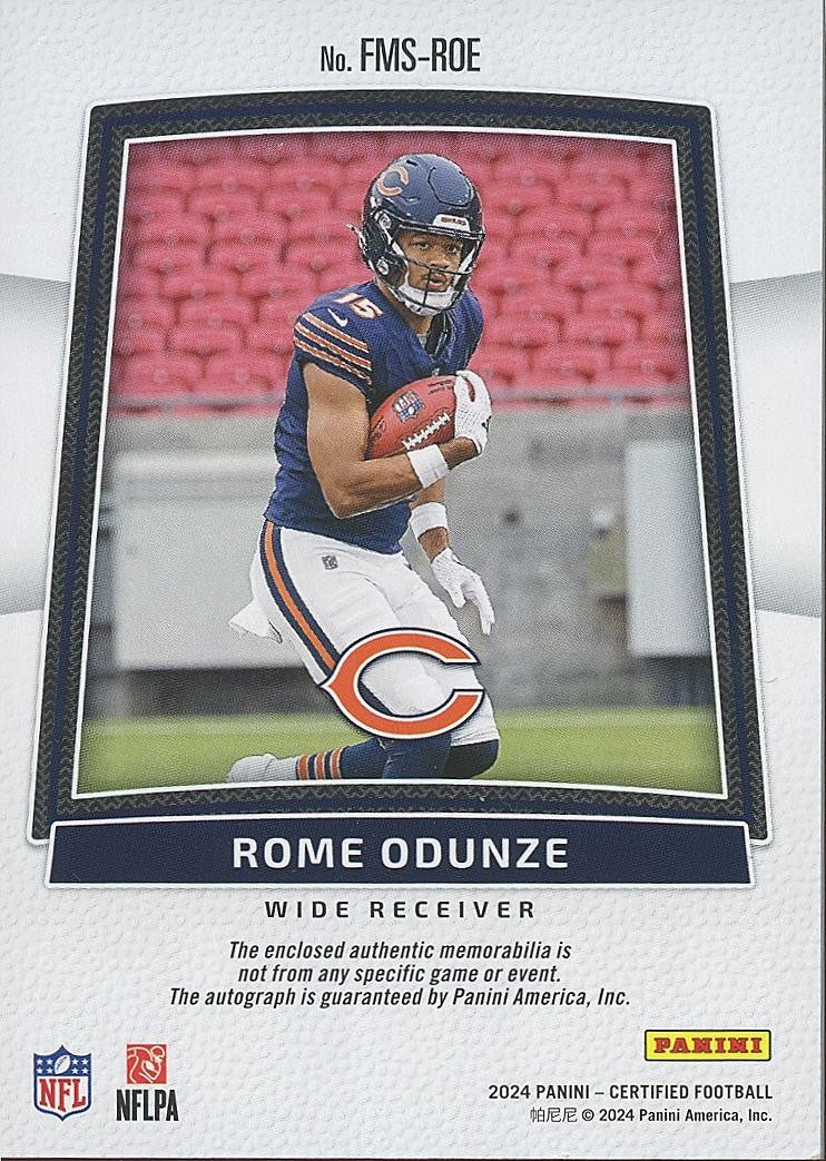 Rome Odunze 2024 Certified Auto Autograph Patch Rookie RC Chicago Bears 207/249