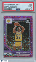 Magic Johnson 2024-25 Optic Pink FastBreak Prizm 25/25 Los Angeles Lakers PSA 9