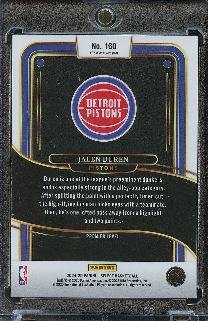 Jalen Duren 2024-25 Select Elephant Prizm SSP CASE HIT Detroit Pistons #160