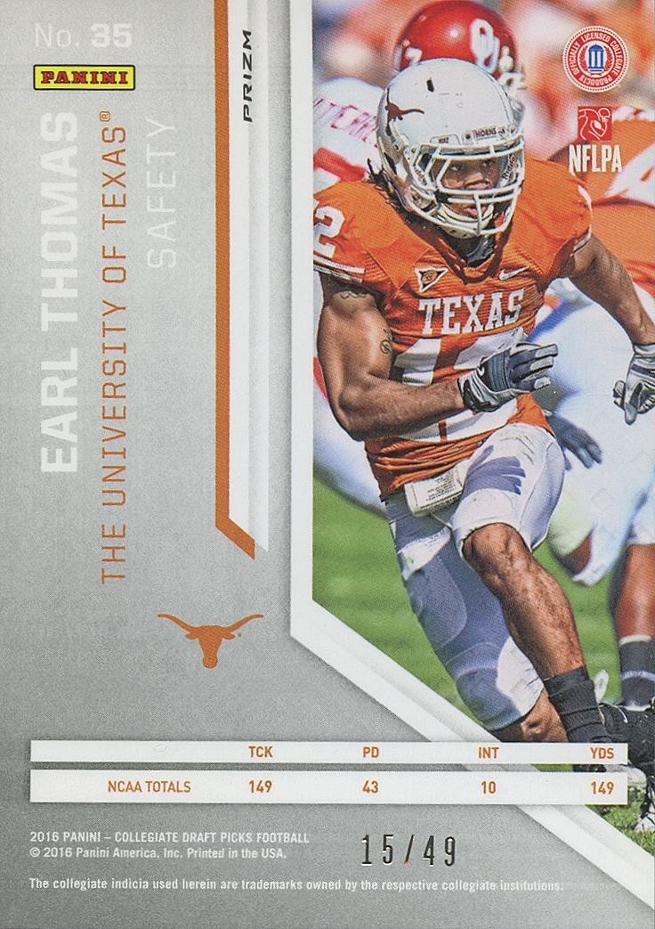 Earl Thomas 2016 Prizm Draft Tie-Dye Prizm Texas Longhorns 15/49