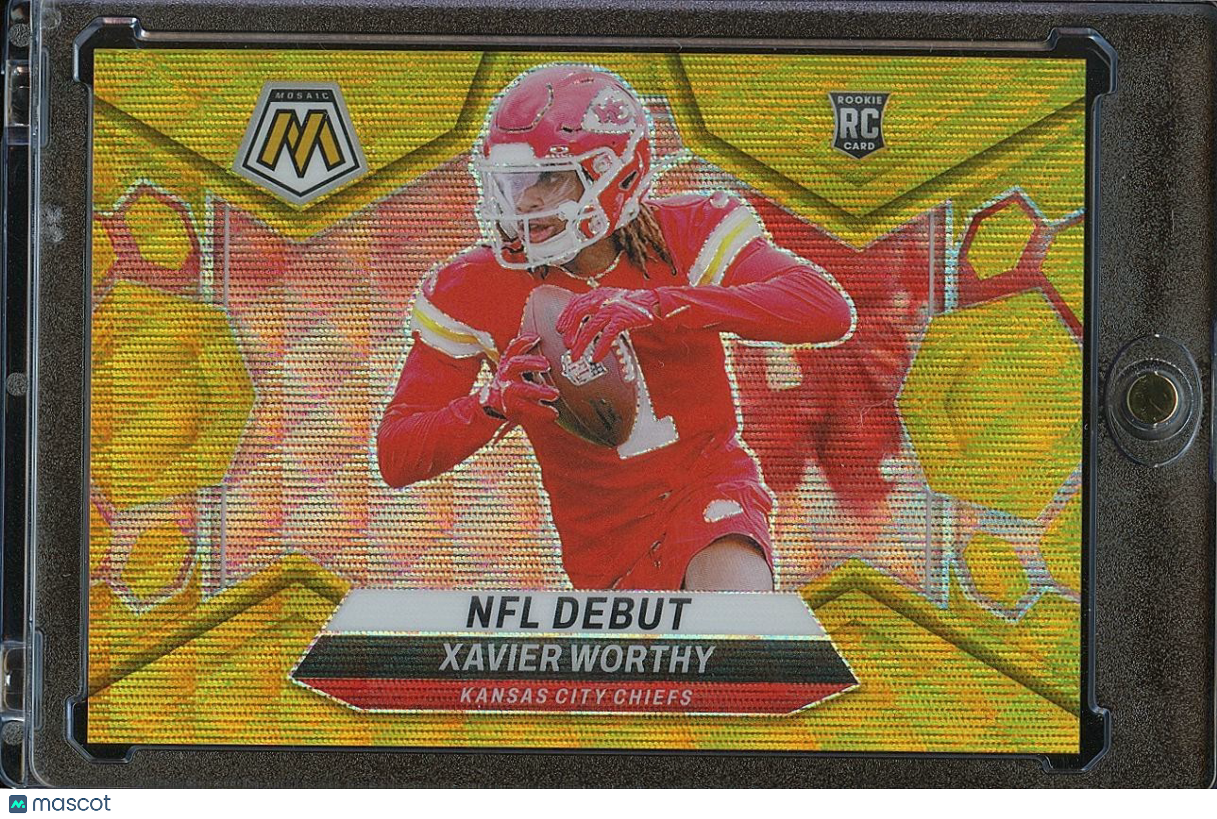 Xavier Worthy 2024 Mosaic GOLD Wave Prizm Rookie RC Kansas City Chiefs 2/17