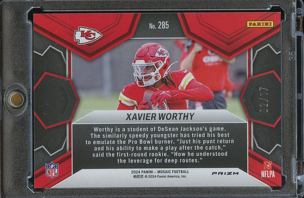Xavier Worthy 2024 Mosaic GOLD Wave Prizm Rookie RC Kansas City Chiefs 2/17