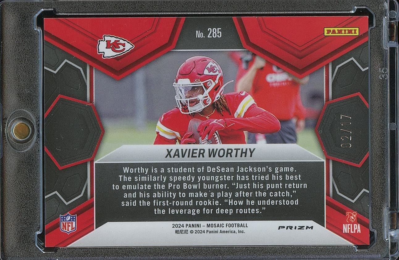 Xavier Worthy 2024 Mosaic GOLD Wave Prizm Rookie RC Kansas City Chiefs 2/17