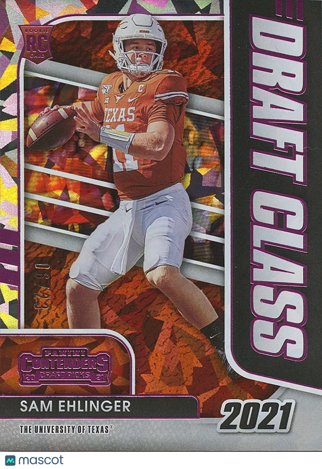 Sam Ehlinger 2021 Contenders Cracked Ice Rookie RC Texas Longhorns 6/23