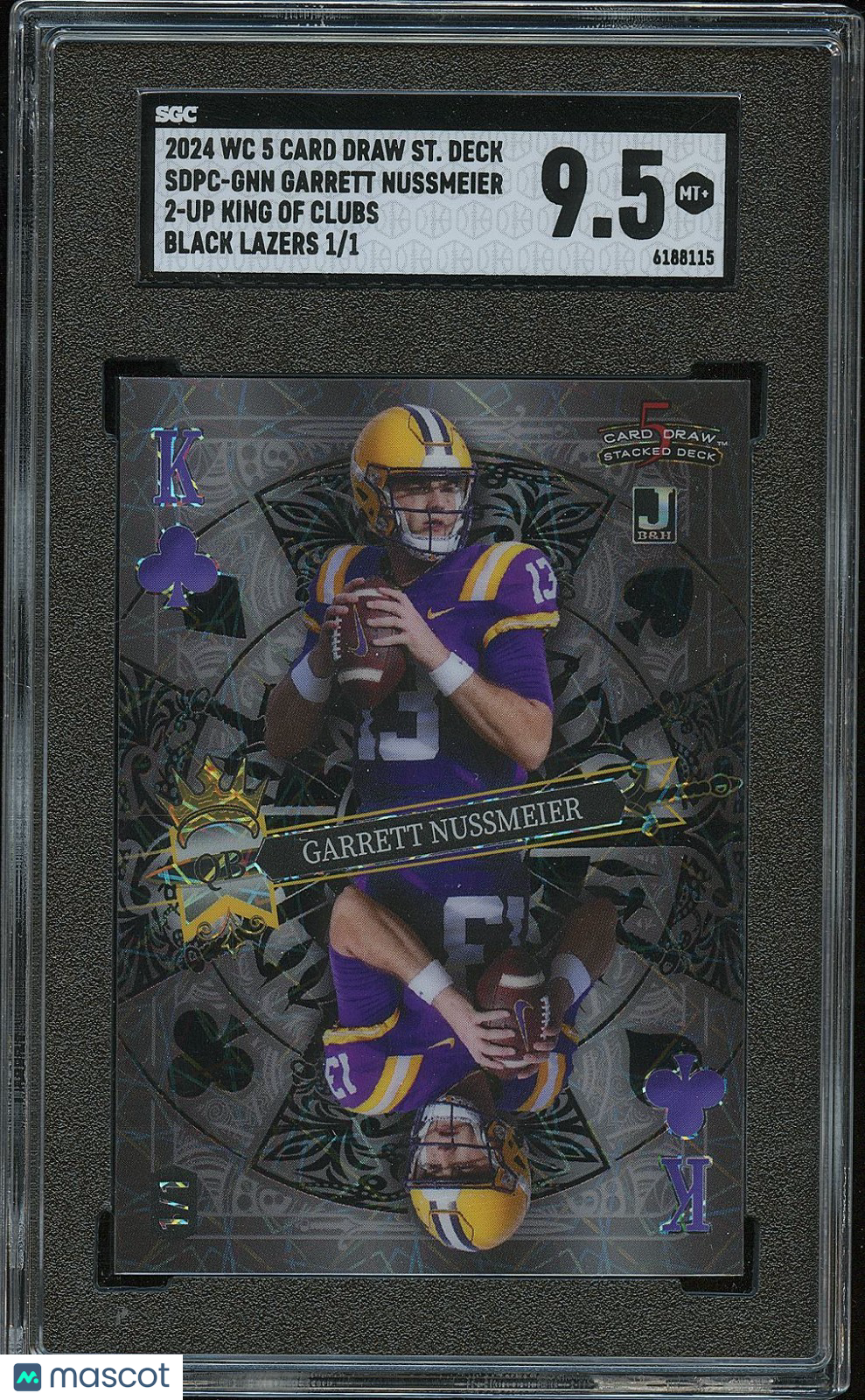 Garrett Nussmeier 2024 Wild Card Black  Rookie RC LSU Tigers 1/1 SGC 9.5