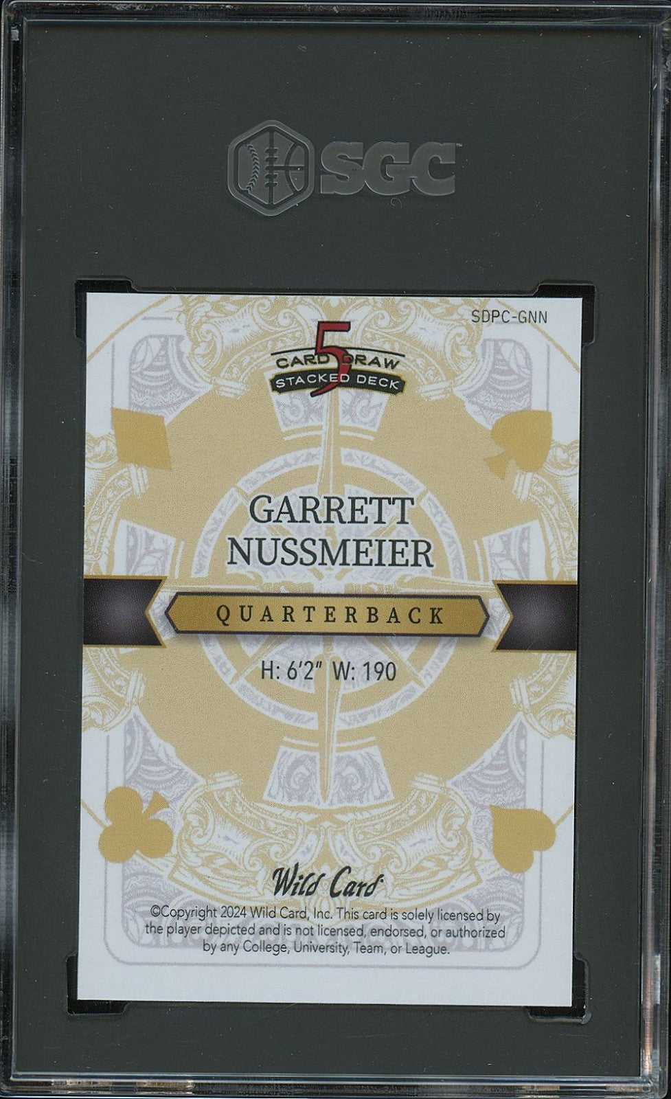 Garrett Nussmeier 2024 Wild Card Black  Rookie RC LSU Tigers 1/1 SGC 9.5