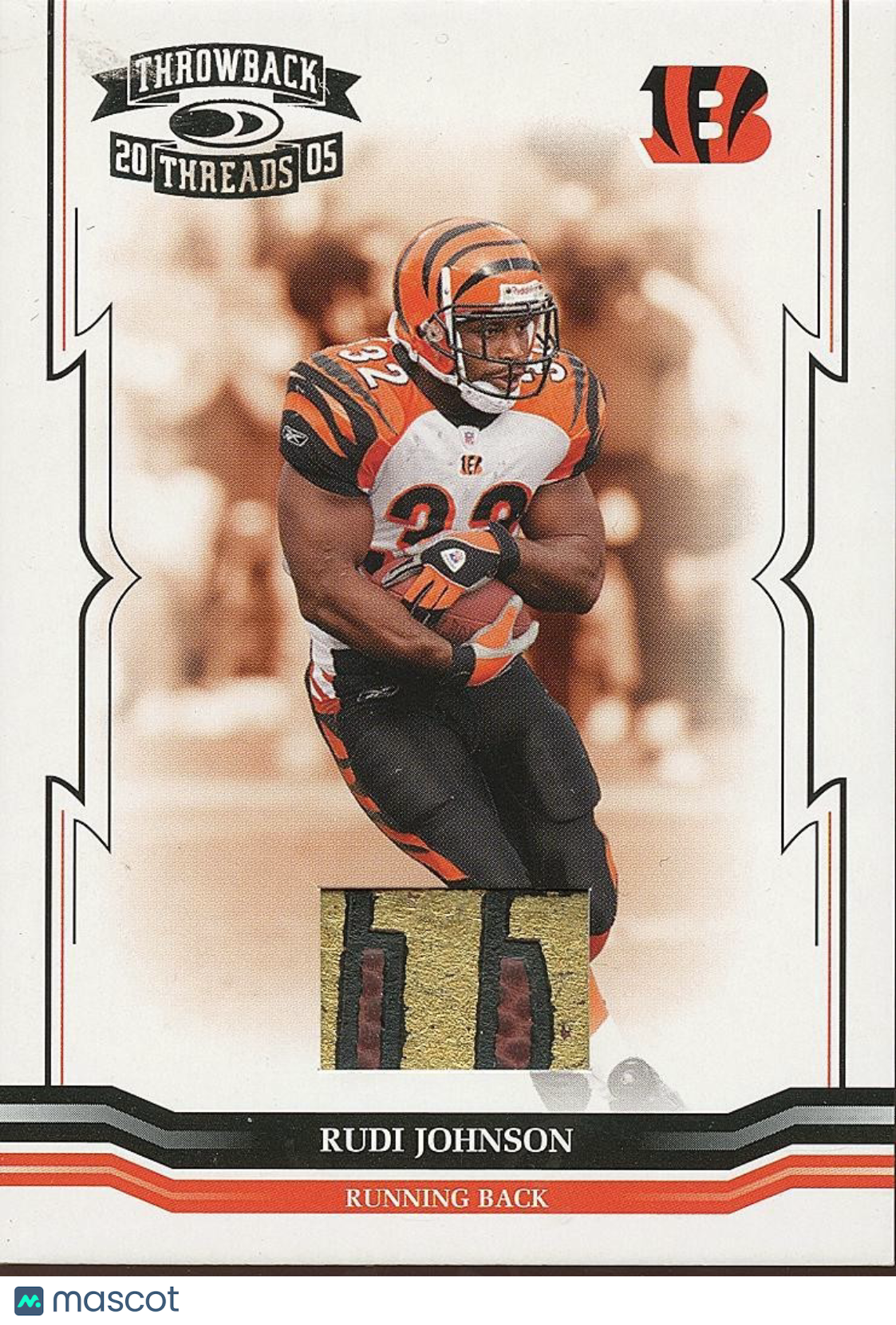 Rudi Johnson 2005 Donruss Game Used Football LOGO Patch Bengals 243/275