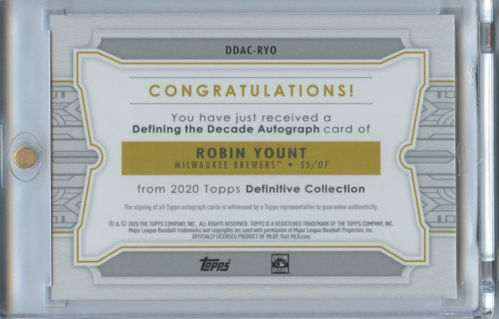 Robin Yount 2020 Definitive On Card Auto Autograph Milwaukee Brewers 1/10