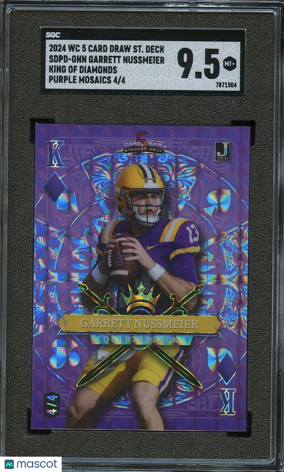 Garrett Nussmeier 2024 Wild Card Purple Rookie RC LSU Tigers 4/4 SGC 9.5