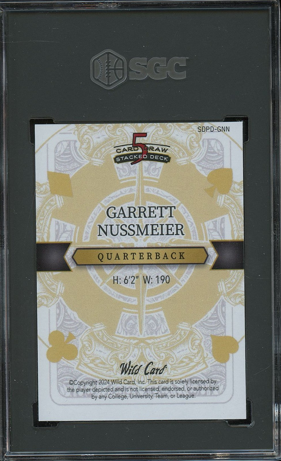 Garrett Nussmeier 2024 Wild Card Purple Rookie RC LSU Tigers 4/4 SGC 9.5