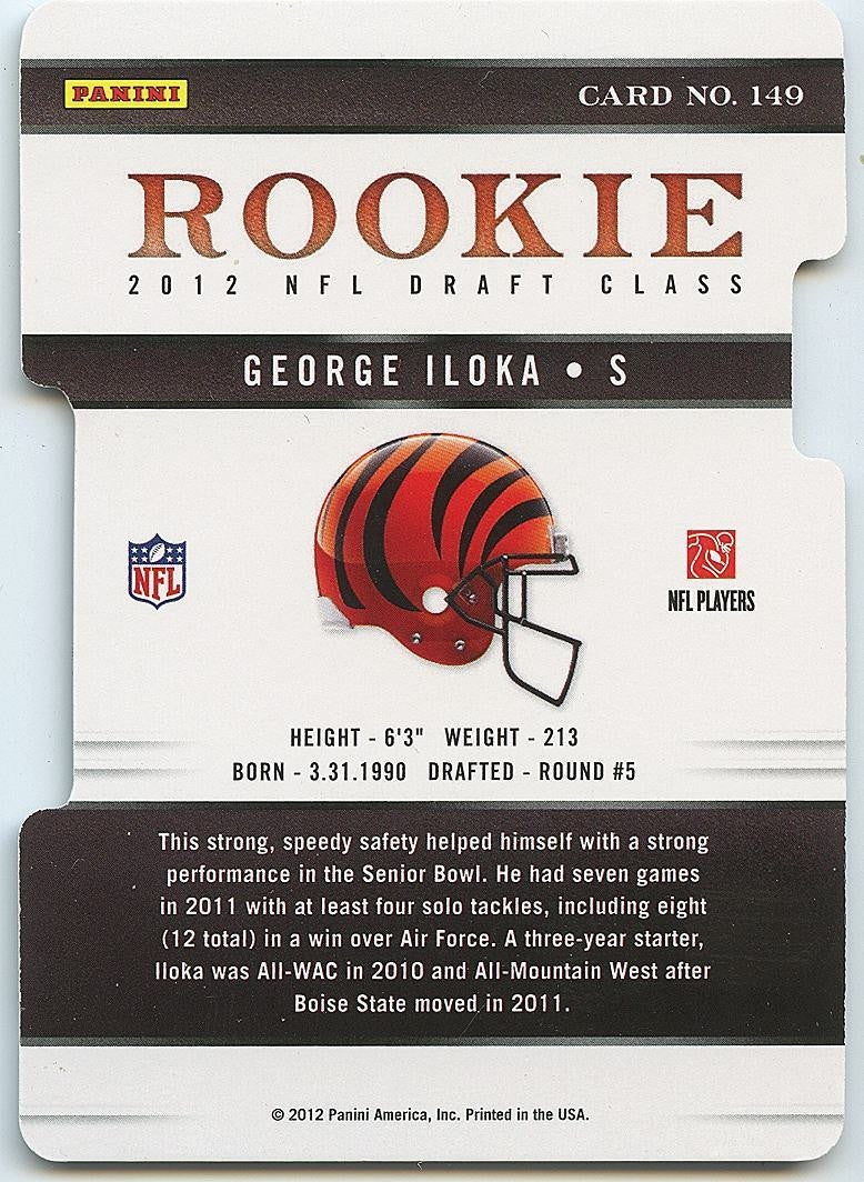 George Iloka 2012 Elite GOLD Status Die-Cut SSP Rookie RC Cincinnati Bengals 6/8