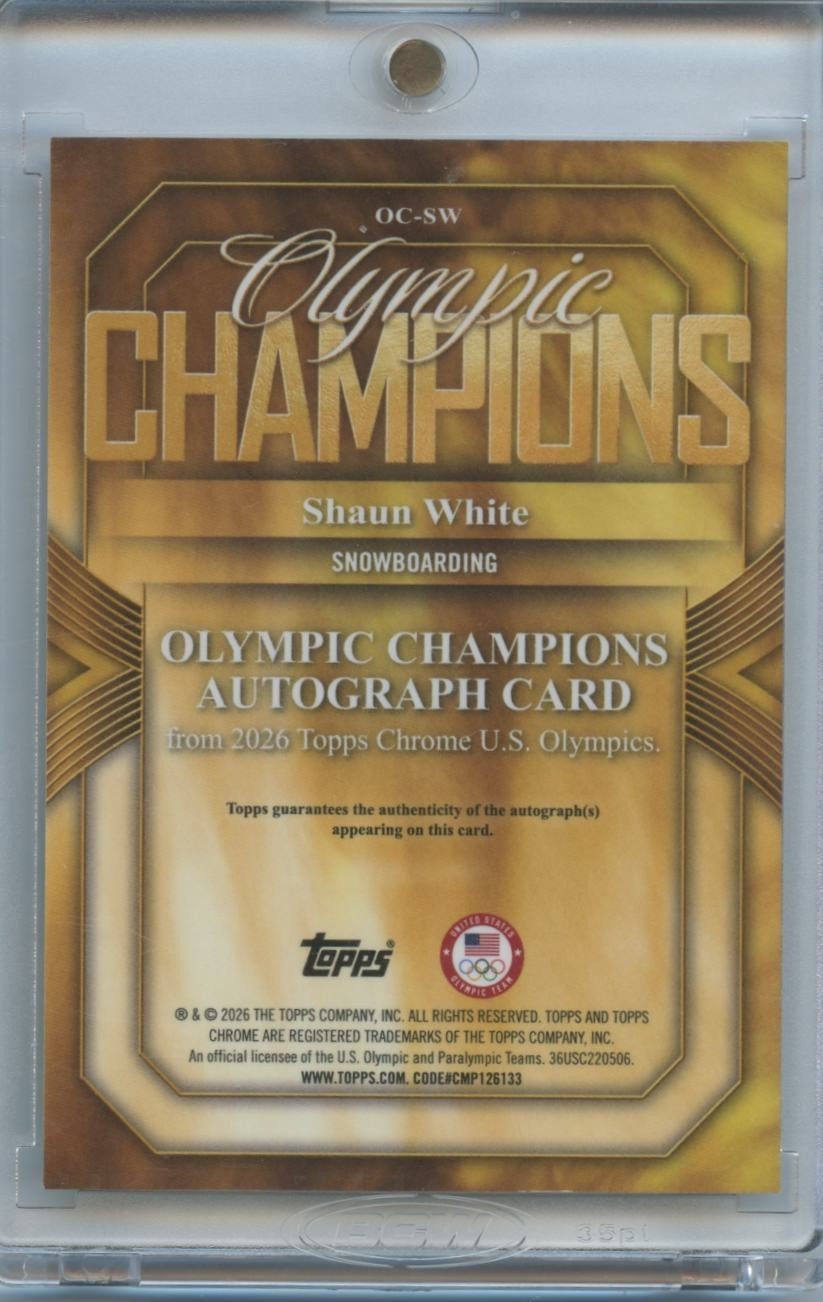 Shaun White 2026 Topps Chrome Olympics Auto Autograph Orange Snowboarding 11/25