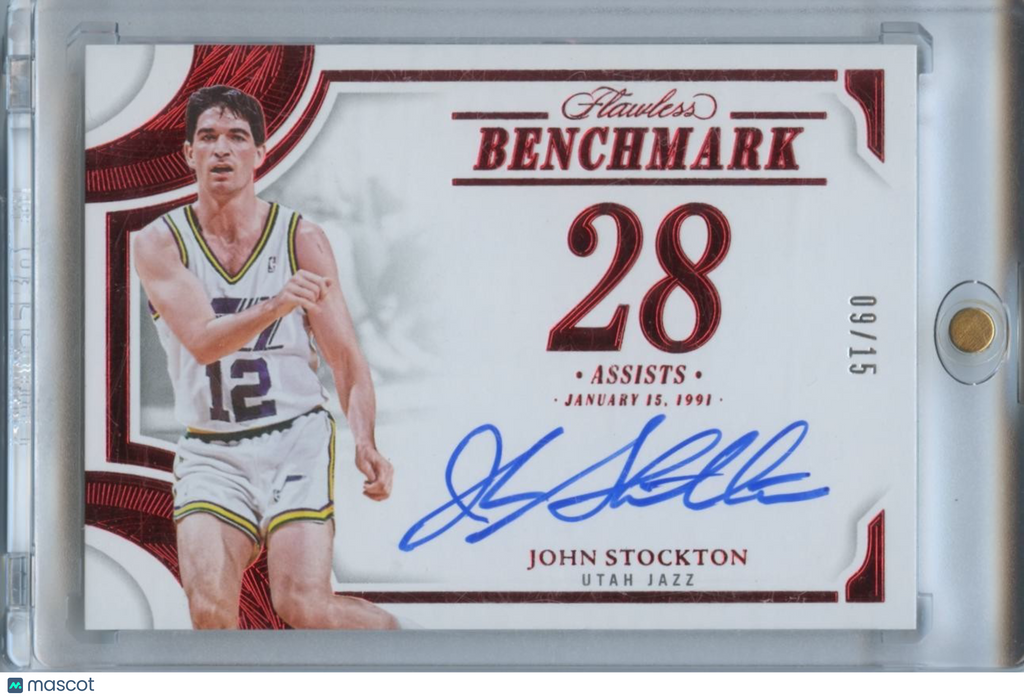 John Stockton 2024-25 Flawless On Card Auto Autograph Utah Jazz 9/15