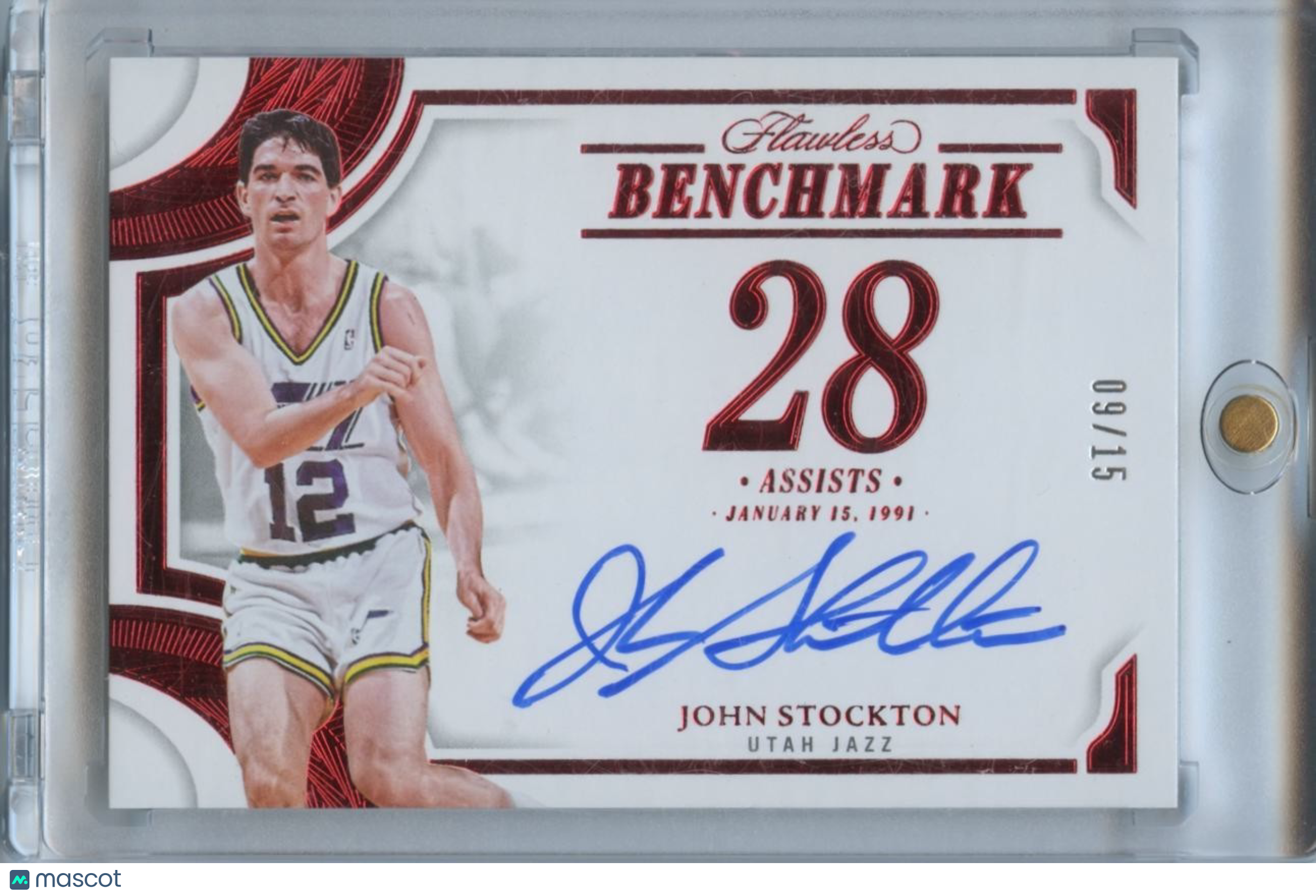 John Stockton 2024-25 Flawless On Card Auto Autograph Utah Jazz 9/15