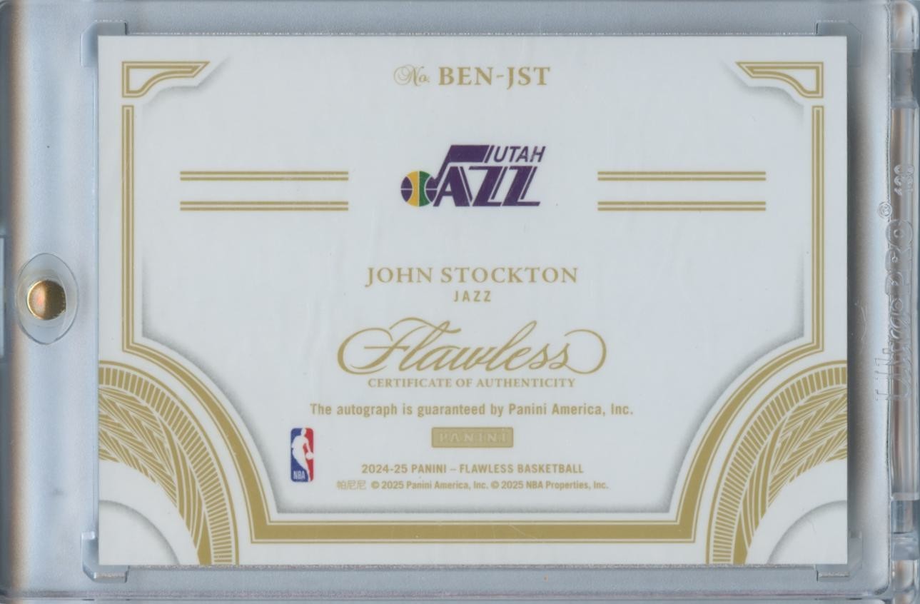 John Stockton 2024-25 Flawless On Card Auto Autograph Utah Jazz 9/15