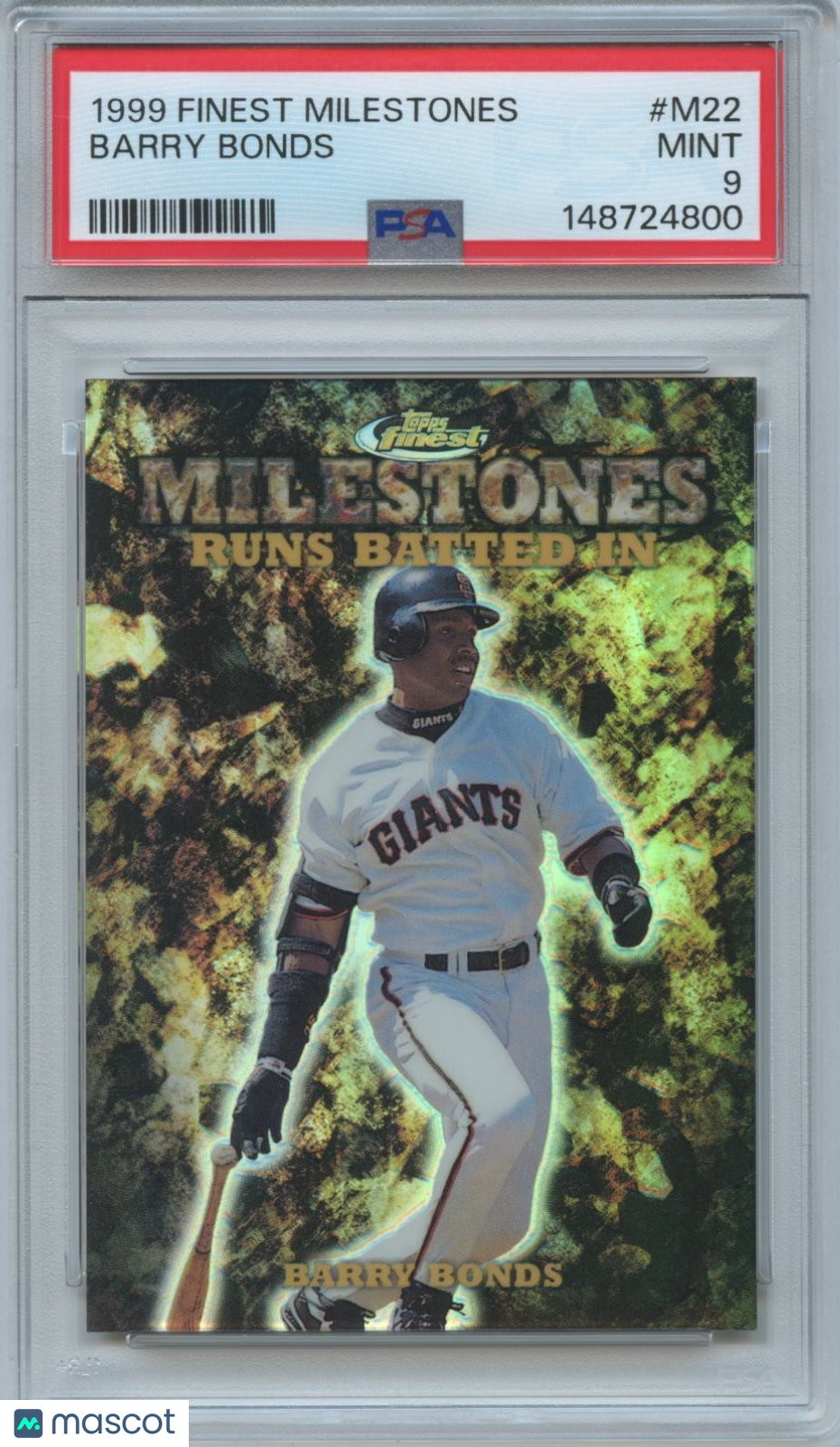 Barry Bonds 1999 Finest Milestones Refractor SF Giants 591/1400 PSA 9