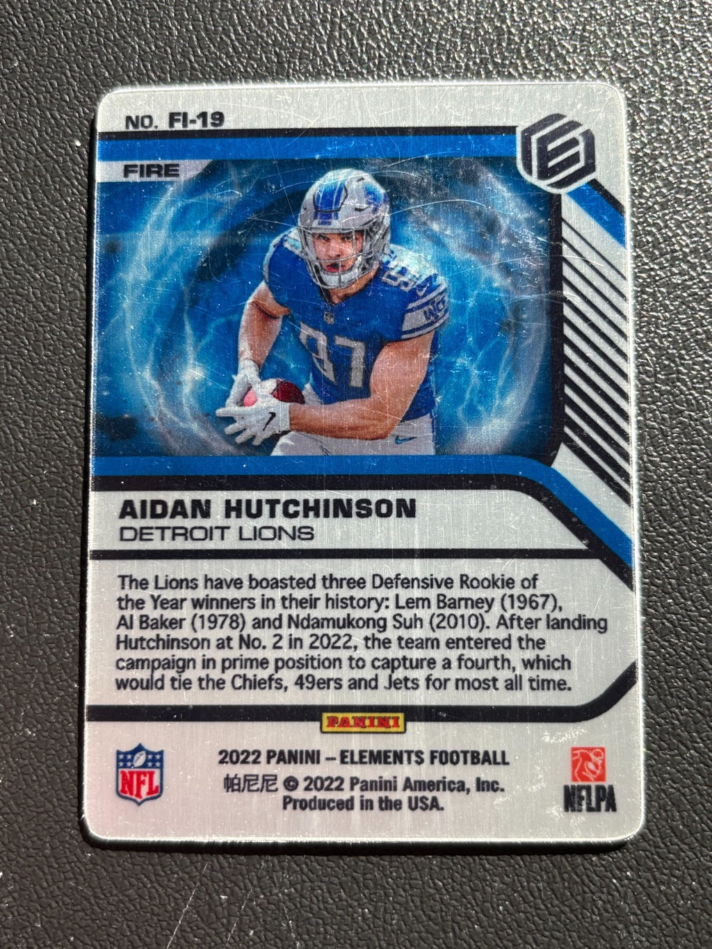 Aidan Hutchinson 2022 Elements FIRE SSP CASE HIT Rookie RC Detroit Lions
