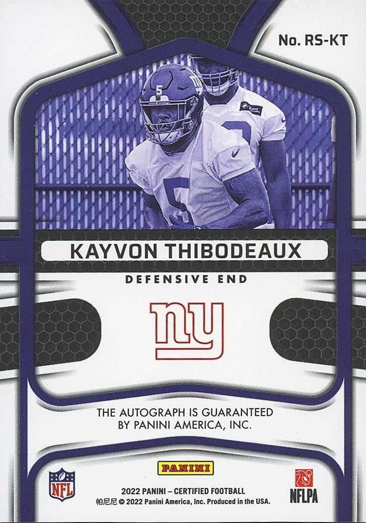 Kayvon Thibodeaux 2022 Certified Auto Autograph RC SSP New York Giants 7/15
