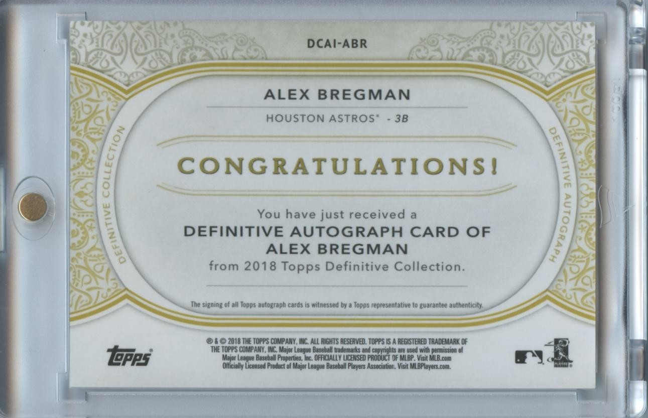 Alex Bregman 2018 Definitive Inscription Auto Autograph Houston Astros 18/35