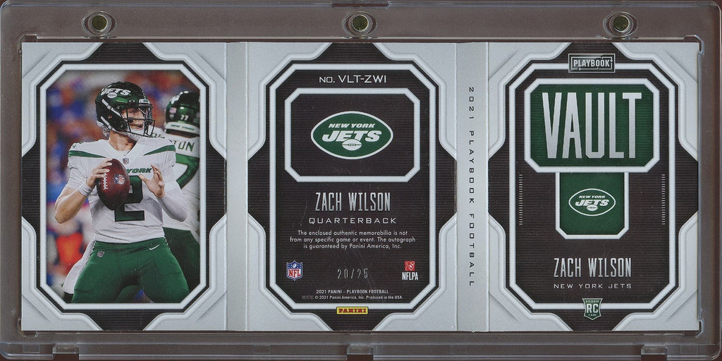 Zach Wilson 2021 Playbook Auto Autograph Booklet LOGO Patch RC NY Jets 20/25