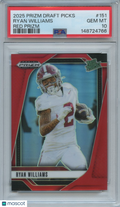 Ryan Williams 2025 Prizm Draft Red Prizm Rookie RC Alabama 283/399 PSA 10