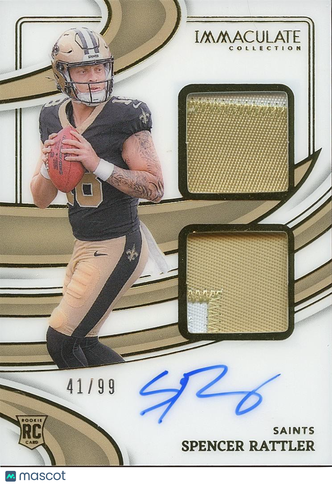Spencer Rattler 2024 Immaculate Auto Autograph Patch RC Rookie Saints 41/99