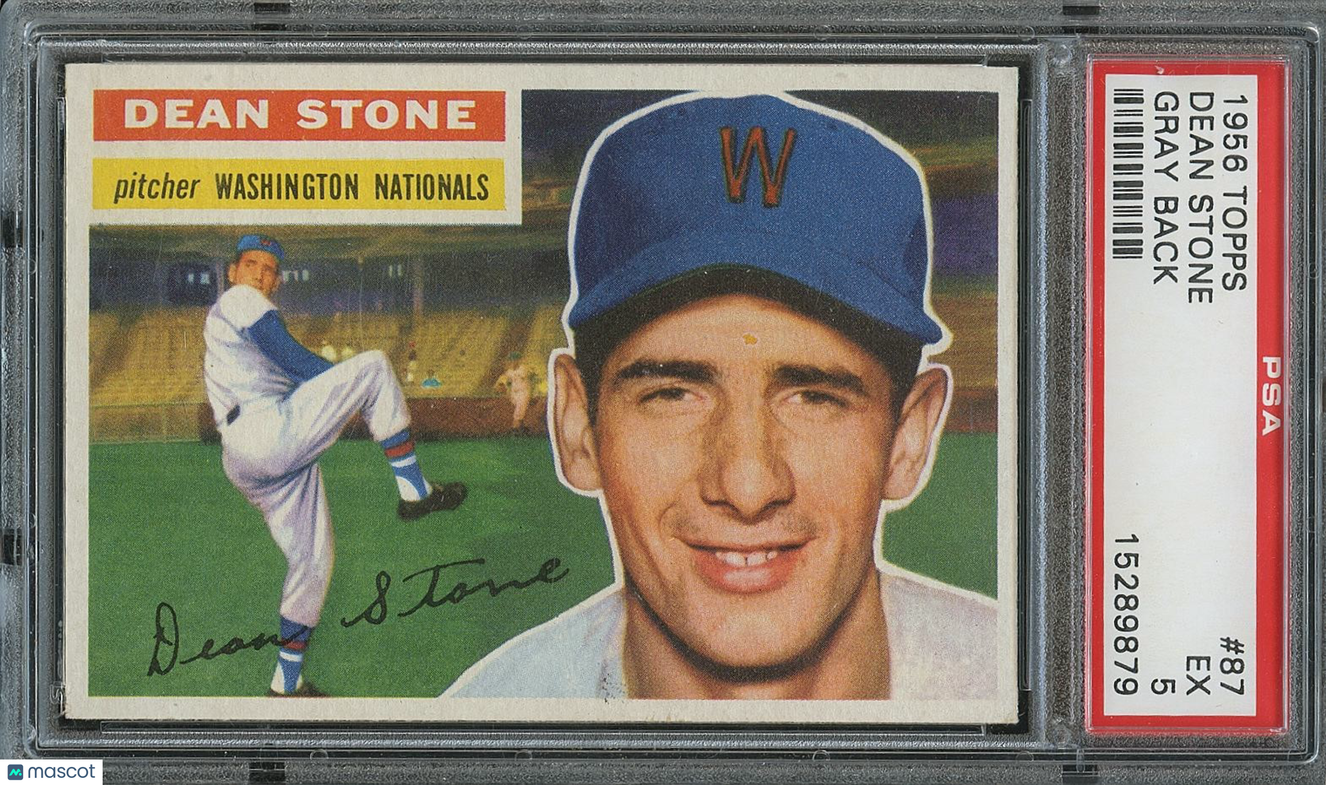 Dean Stone 1956 Topps Gray Back Washington Nationals #87 PSA 5