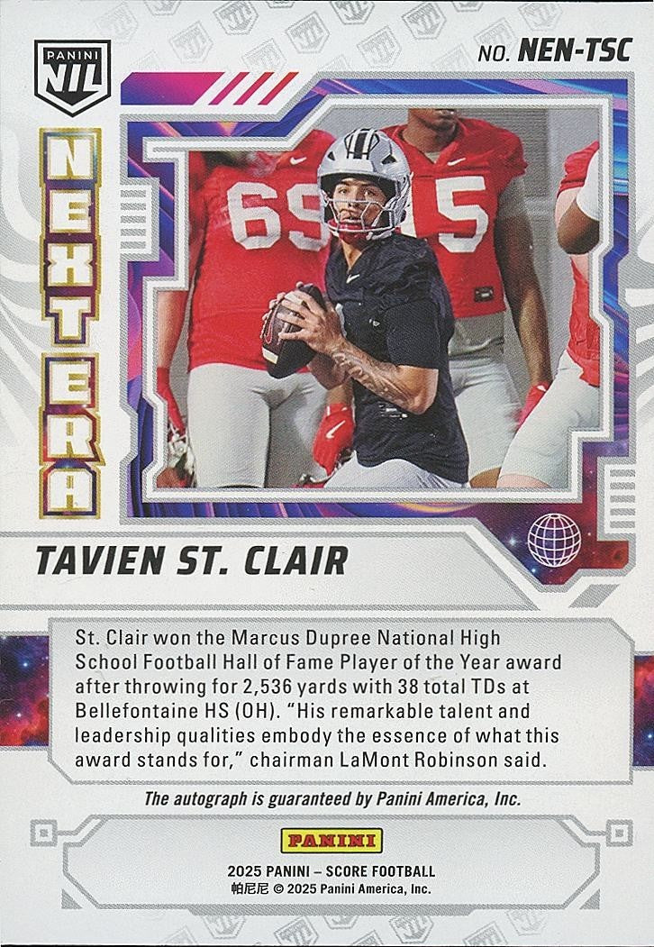 Tavien St. Clair 2025 Score NIL Auto Autograph Ohio State Buckeyes