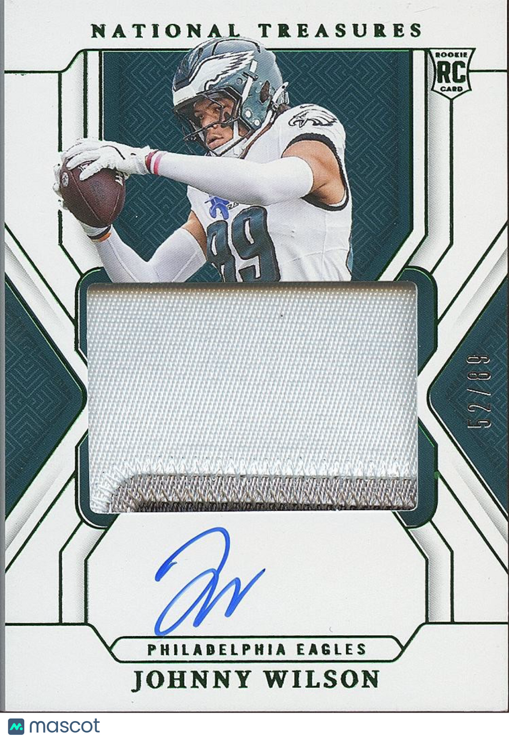 Johnny Wilson 2024 National Treasures Auto Autograph Patch Green RC Eagles 52/89