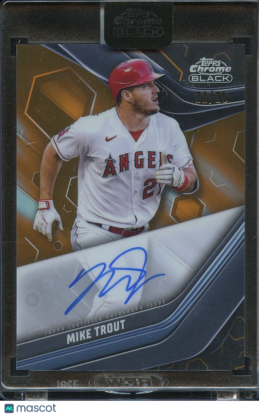 Mike Trout 2023 Topps Chrome Black Orange Auto Autograph LA Angels 22/25