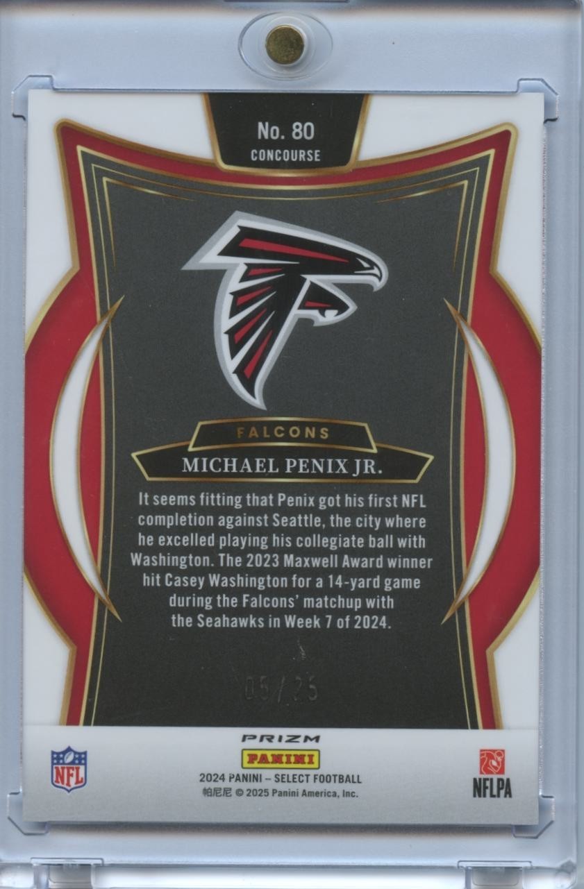 Michael Penix Jr. 2024 Select Blue Disco Prizm Rookie RC Atlanta Falcons 5/25