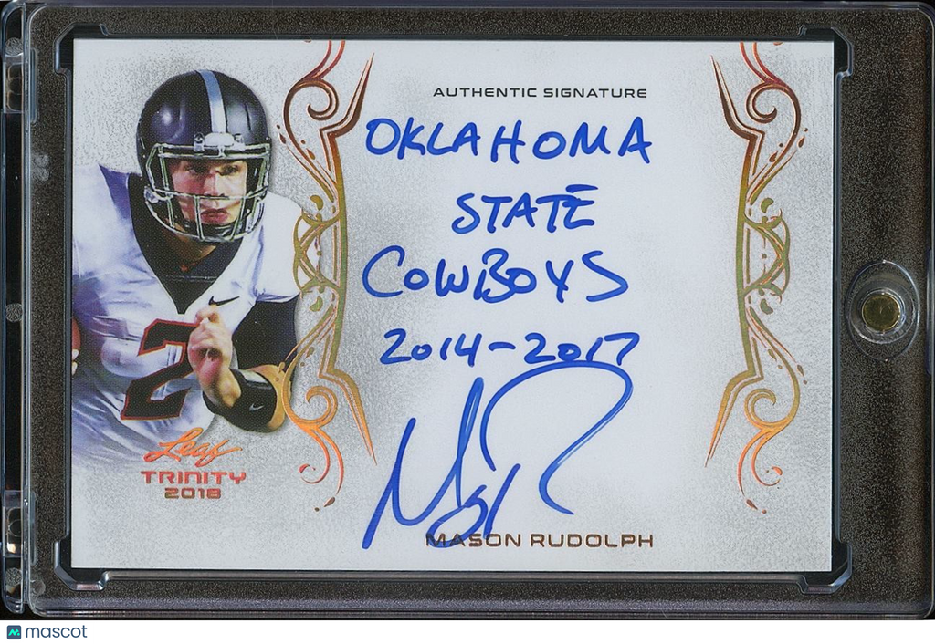 Mason Rudolph 2018 Leaf Trinity Inscription Auto Autograph RC Rookie OSU COwboys
