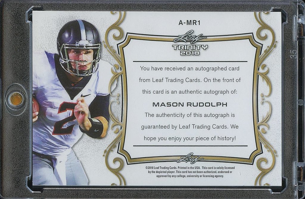 Mason Rudolph 2018 Leaf Trinity Inscription Auto Autograph RC Rookie OSU COwboys