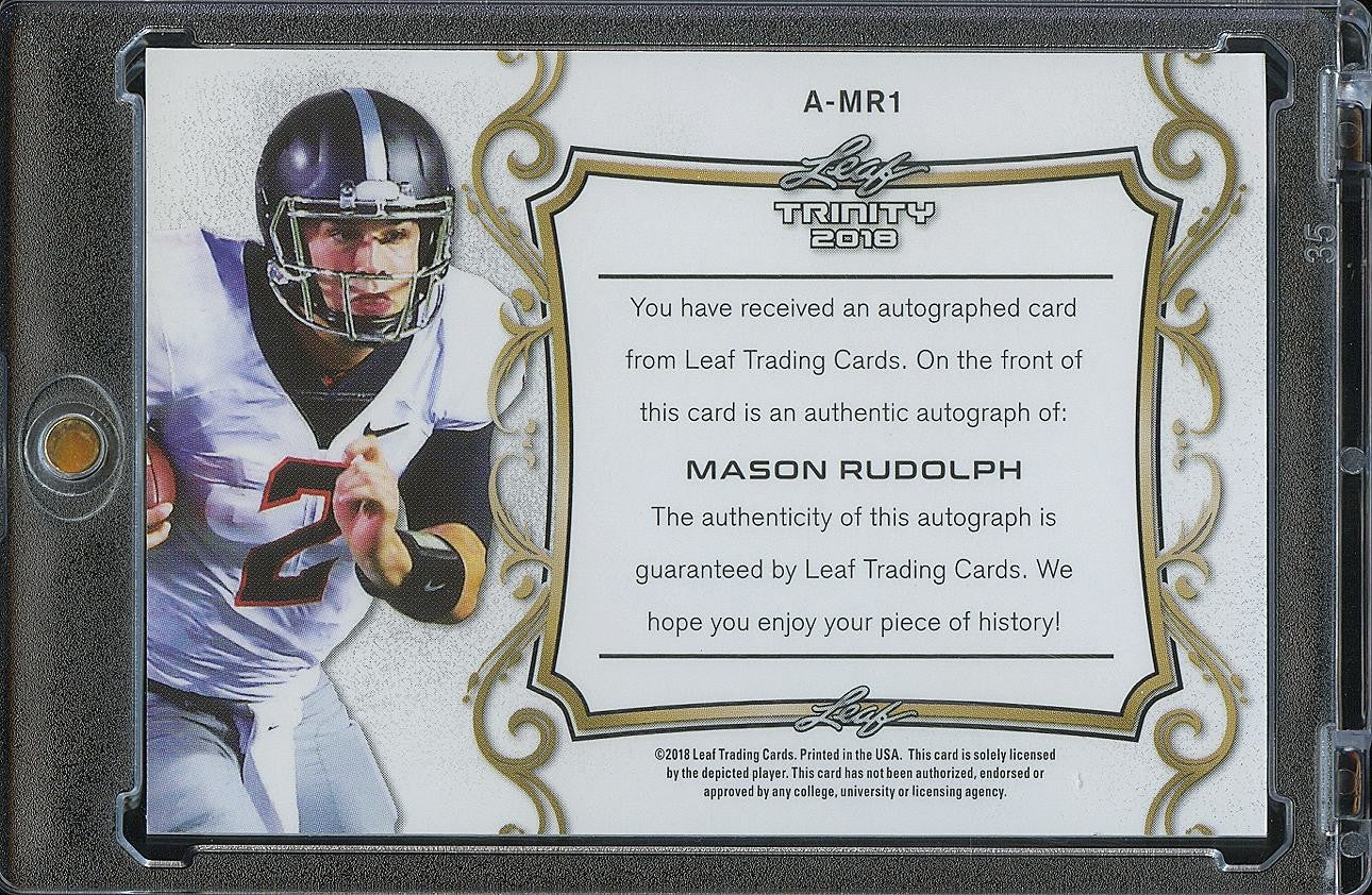 Mason Rudolph 2018 Leaf Trinity Inscription Auto Autograph RC Rookie OSU COwboys