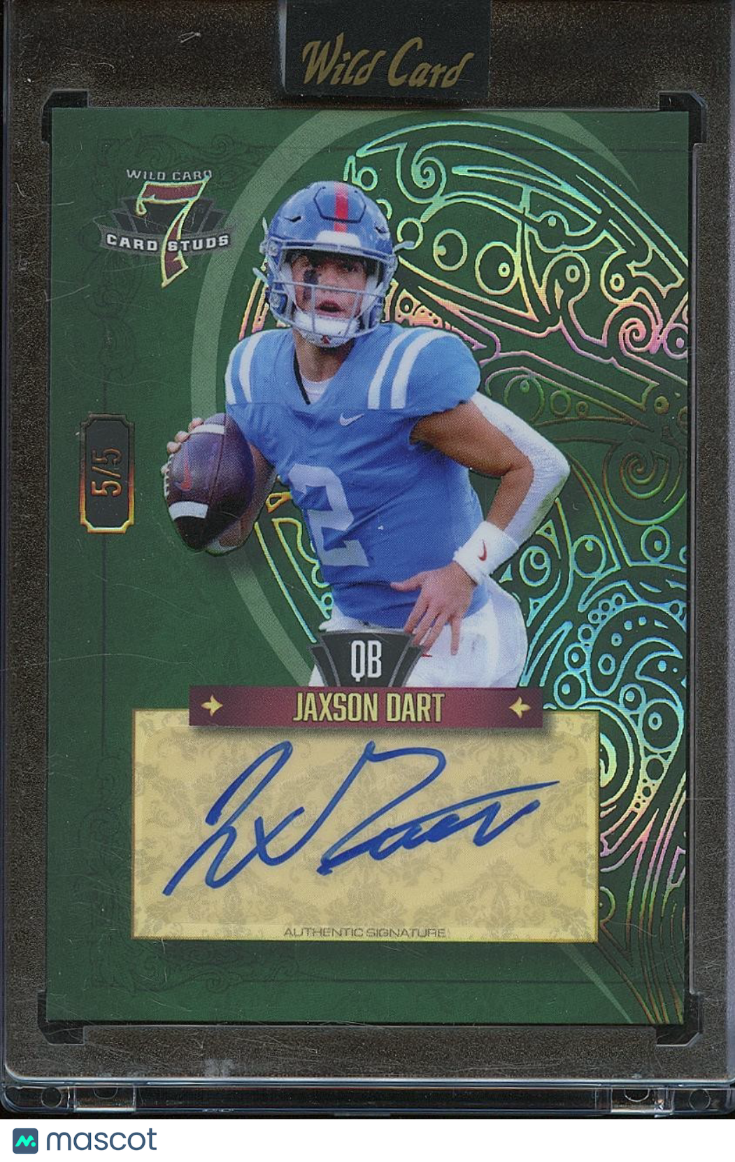 Jaxson Dart 2023 Wild Card Auto Autograph Rookie RC Ole Miss Rebels Giants 5/5