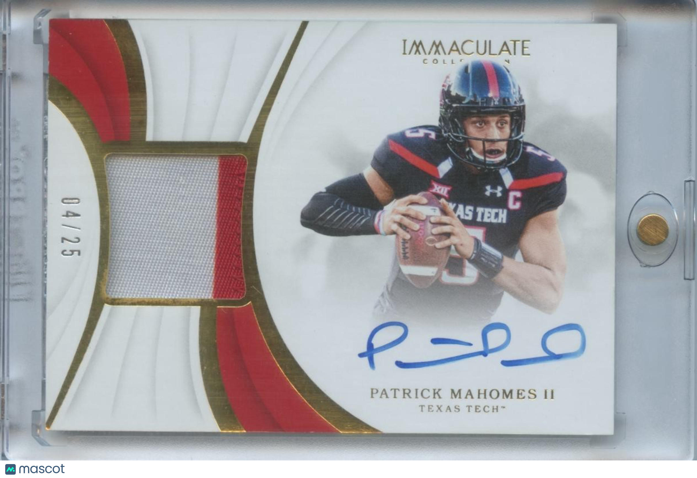 Patrick Mahomes 2019 Immaculate Auto Autograph Patch Texas Tech Chiefs 4/25