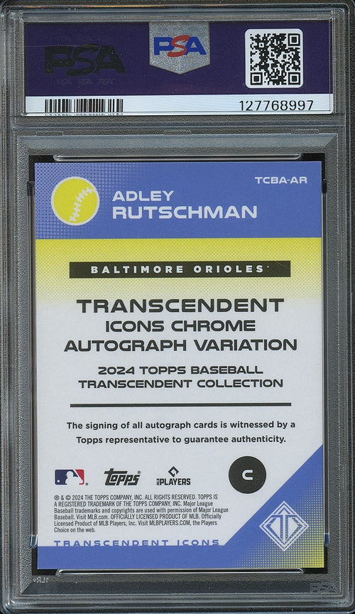 Adley Rutschman 2024 Transcendent Auto Autograph RED Baltimore Orioles 1/5 PSA 9