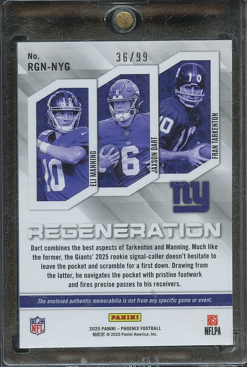 Jaxson Dart / Eli Manning Fran Tarkenton 2025 Phoenix Triple Patch Giants 36/99
