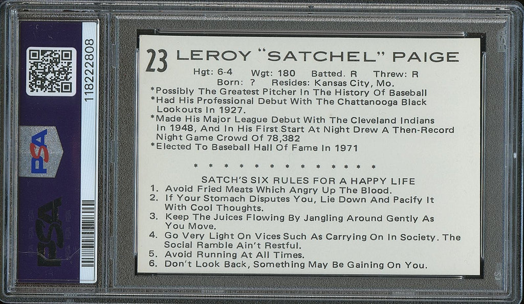 Satchel Paige 1976 Goofs Pants Auto Autograph Tulsa Oilers PSA 3 Auto 10