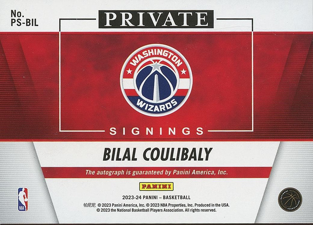 Bilal Coulibaly 2023-24 Private Signings Auto Autograph RC Washington Wizards