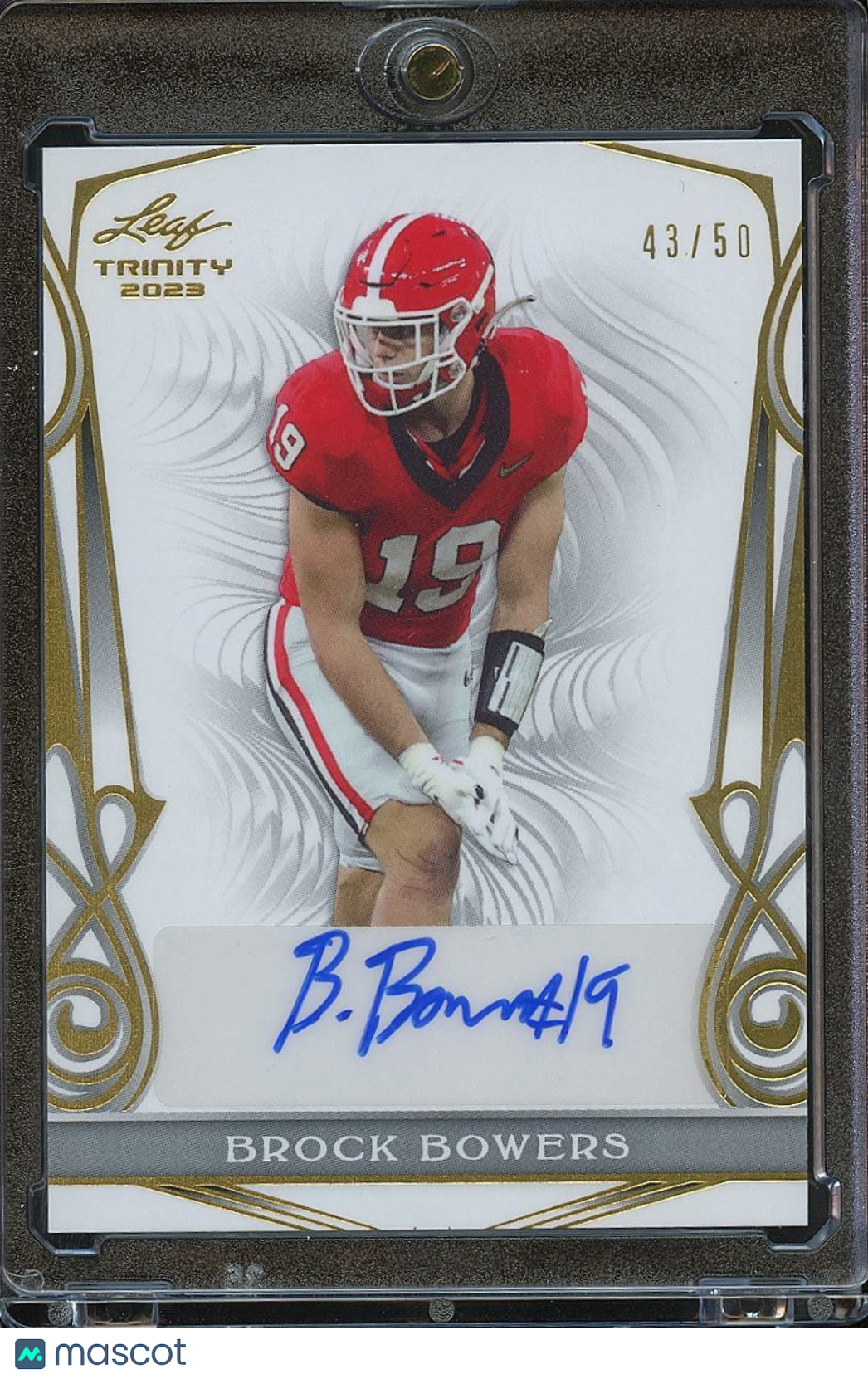 Brock Bowers 2023 Leaf Trinity Auto Autograph RC Georgia Bulldogs 43/50