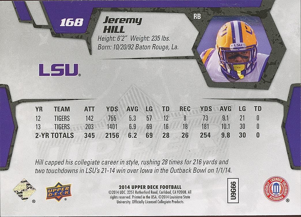 Jeremy Hill 2014 Upper Deck Black & White SSP Rookie RC LSU Tigers 7/10