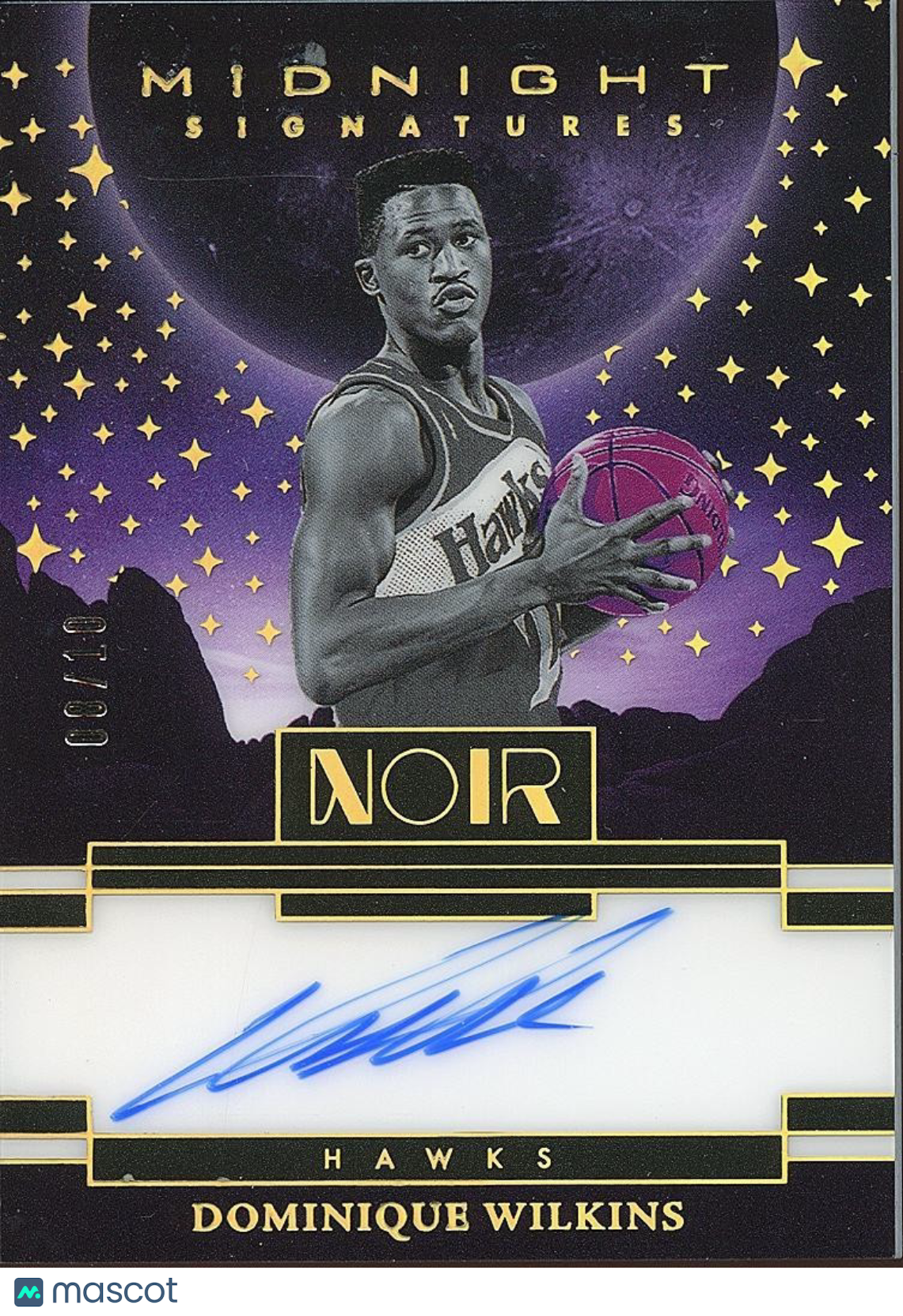 Dominique Wilkins 2024-25 NOIR Midnight Auto Autograph GOLD Atlanta Hawks 8/10