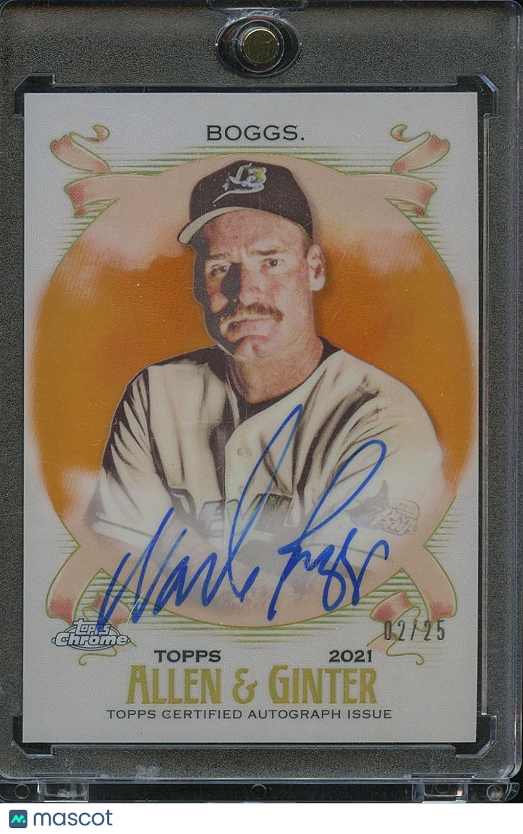 Wade Boggs 2021 Topps Allen & Ginter Orange Auto Autograph 2/25 Tampa Bay Rays
