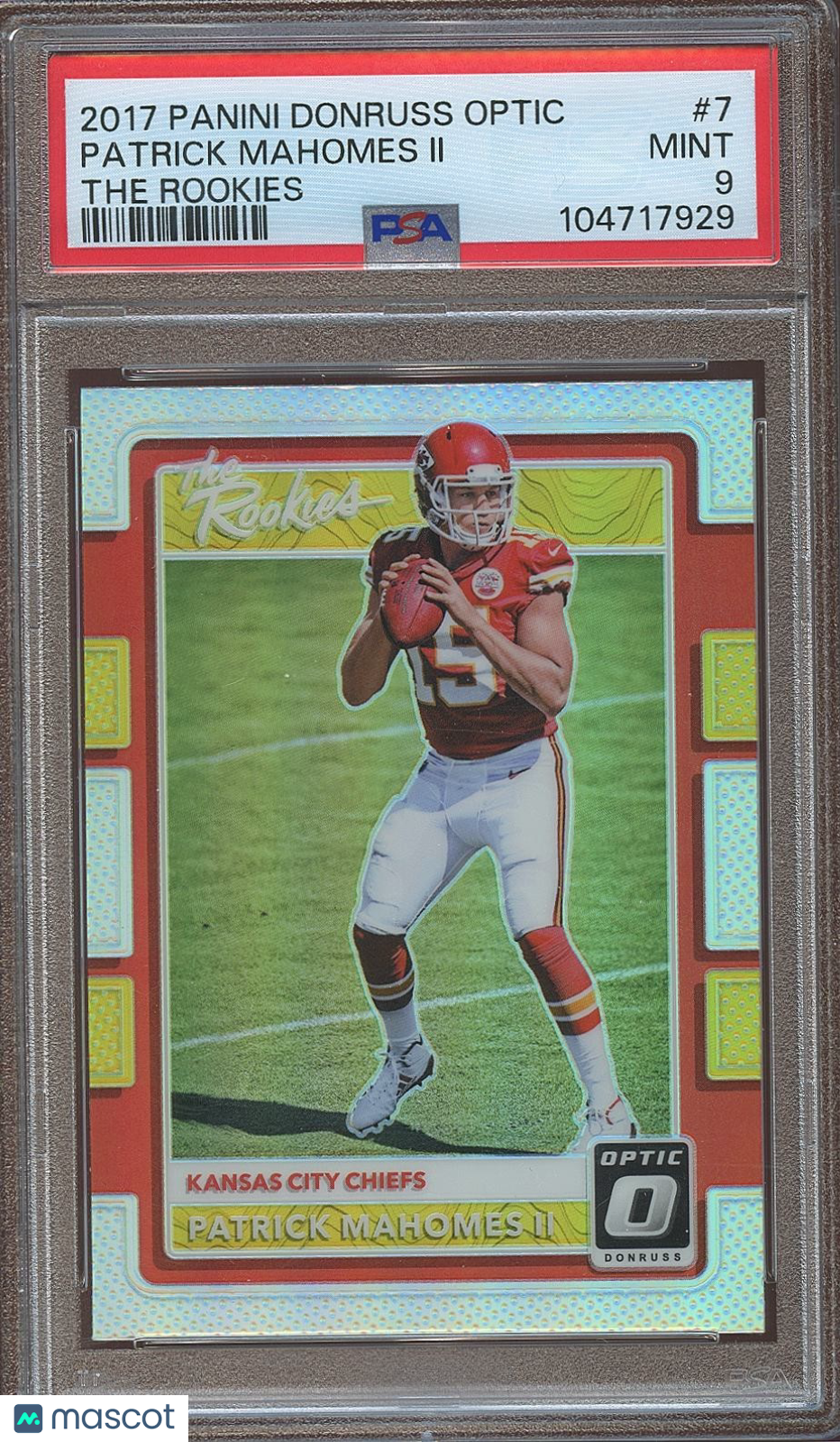 Patrick Mahomes II 2017 Optic The Rookies HOLO Prizm RC Kansas City Chiefs PSA 9
