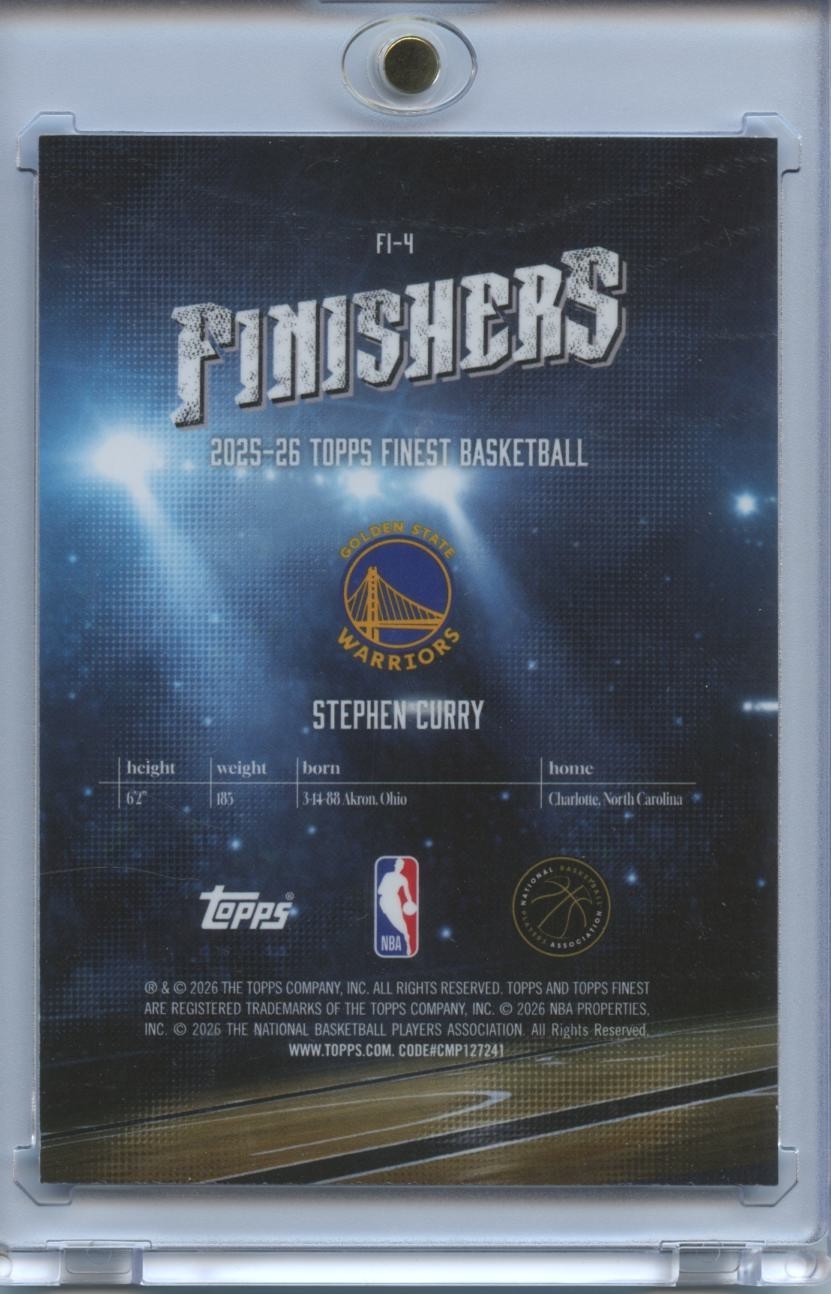 Stephen Curry 2025-26 Topps Chrome Finishers Blue Refractor Warriors 38/99