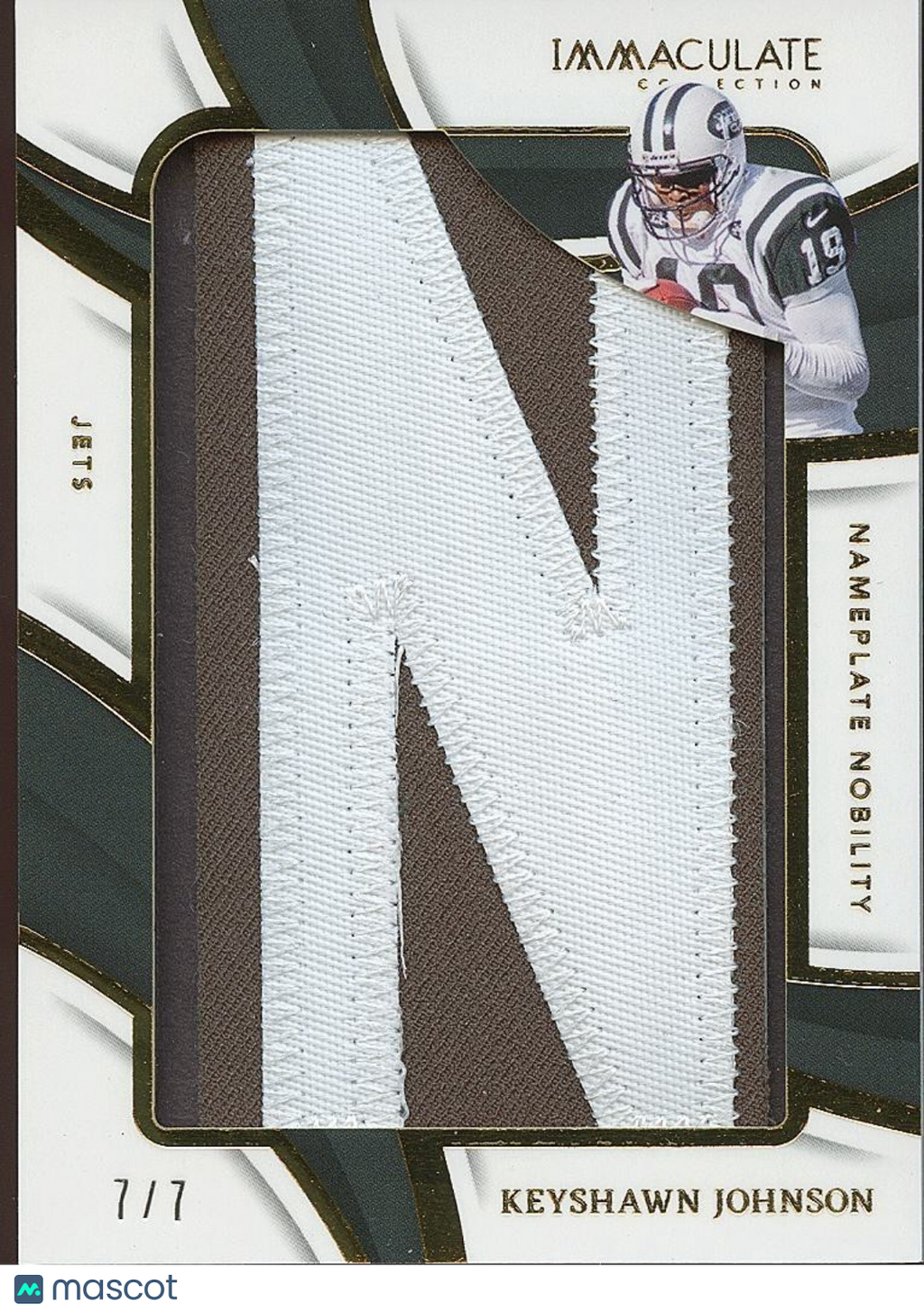 Keyshawn Johnson 2024 Immaculate Nameplate "N" Patch New York Jets 7/7